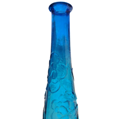 Empoli Italian Vintage Blue Foliage Glass Decanter Genie Bottle