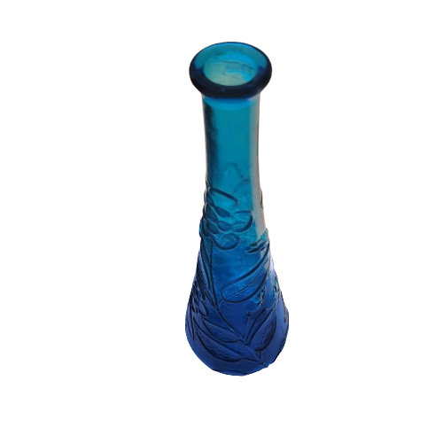 Empoli Italian Vintage Blue Foliage Glass Decanter Genie Bottle