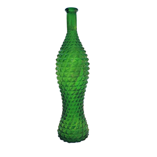 Empoli Italian Vintage Green Diamond Point Glass Decanter Genie Bottle