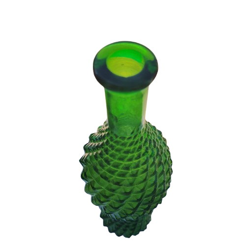 Empoli Italian Vintage Green Diamond Point Glass Decanter Genie Bottle