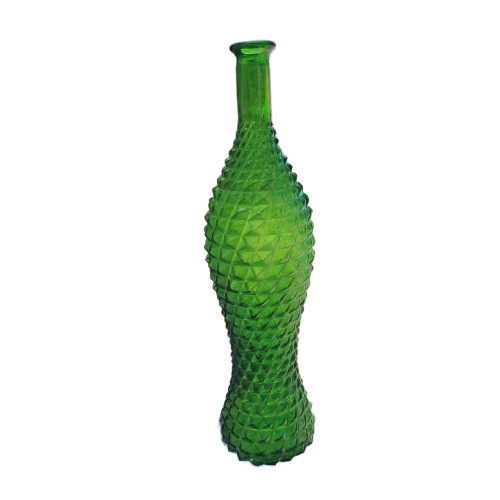 Empoli Italian Vintage Green Diamond Point Glass Decanter Genie Bottle