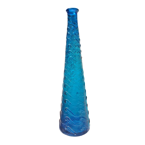Empoli Italian Vintage Blue Swirl Glass Decanter Genie Bottle