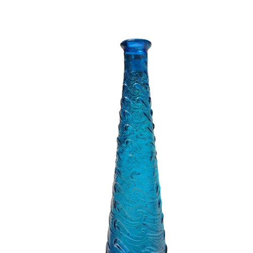 Empoli Italian Vintage Blue Swirl Glass Decanter Genie Bottle