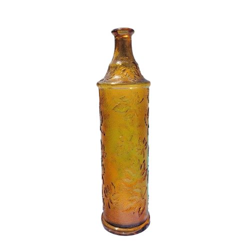 Empoli Italian Vintage Amber Leave Glass Decanter Genie Bottle