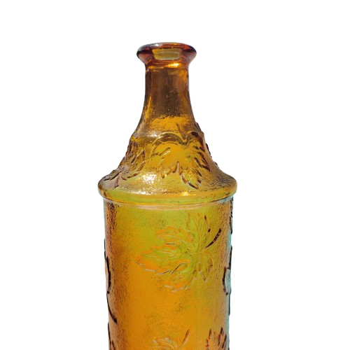 Empoli Italian Vintage Amber Leave Glass Decanter Genie Bottle