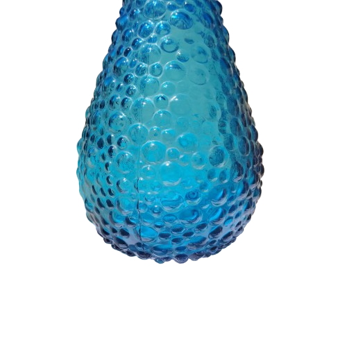 Empoli Italian Vintage Blue Hobnail Glass Decanter Genie Bottle