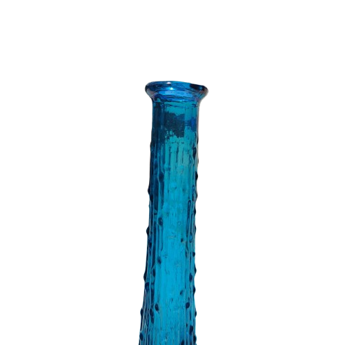 Empoli Italian Vintage Blue Wax Drip Bamboo Glass Decanter Genie Bottle