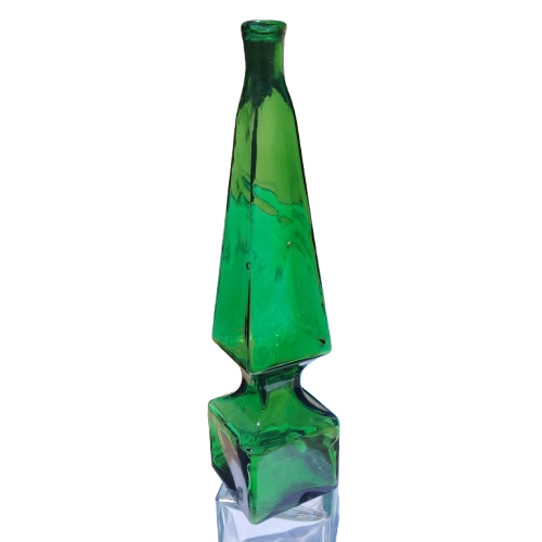 Tall Empoli Green Pyramid Shaped Bottle