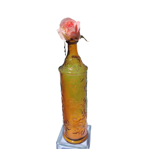 Empoli Italian Vintage Amber Leave Glass Decanter Genie Bottle