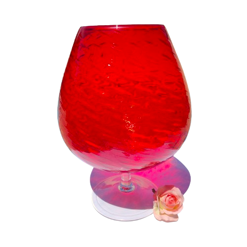 Huge Red Glass Empoli Vase Chalice,Italy 1960