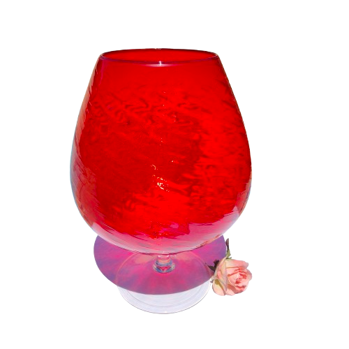 Huge Red Glass Empoli Vase Chalice,Italy 1960