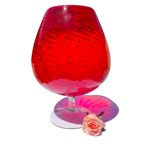 Huge Red Glass Empoli Vase Chalice,Italy 1960