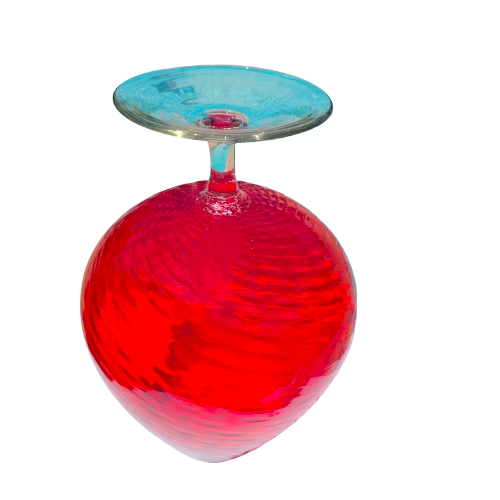 Huge Red Glass Empoli Vase Chalice,Italy 1960