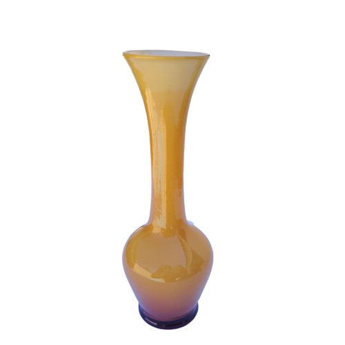 Amber Hand Blown Glass Vase white interior