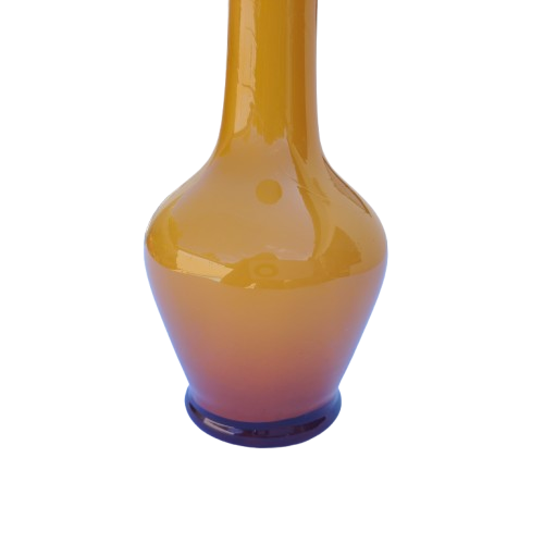 Amber Hand Blown Glass Vase white interior