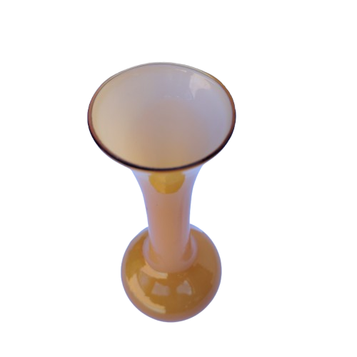 Amber Hand Blown Glass Vase white interior