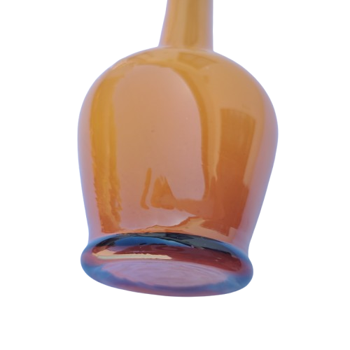 Amber Hand Blown Glass Vase white interior