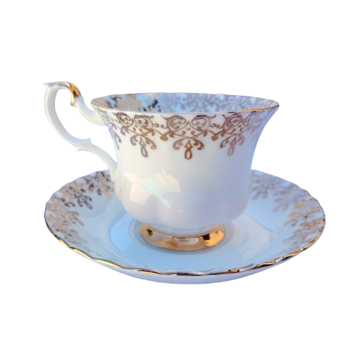 Royal Albert Happy Birthday Bone China Teacup & Saucer Gold Accents