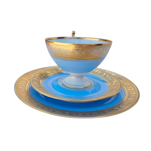 Beautiful Epiag Royal Czechoslovakia Blue and Gilt Rim Trio