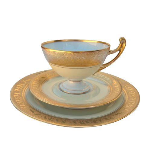 Beautiful Epiag Royal Czechoslovakia Yellow and Gilt Rim Trio