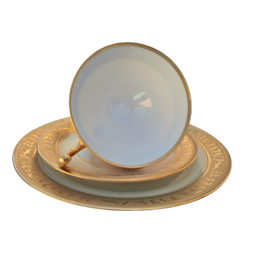 Beautiful Epiag Royal Czechoslovakia Yellow and Gilt Rim Trio