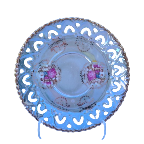 Japanese Grey Open Work Luster Iridescent Cup & Saucer
