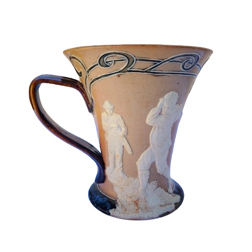 Antique Doulton Lambeth Stoneware Cricket Ale Tankard