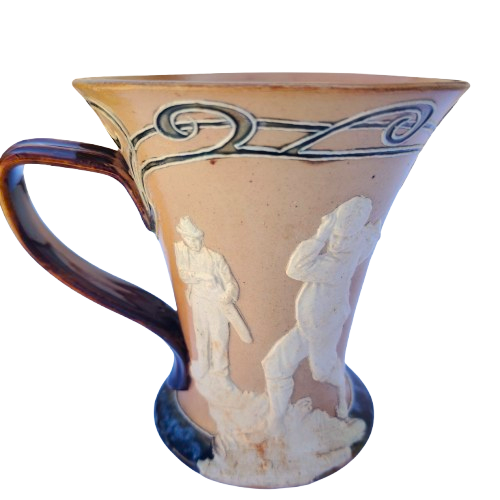 Antique Doulton Lambeth Stoneware Cricket Ale Tankard