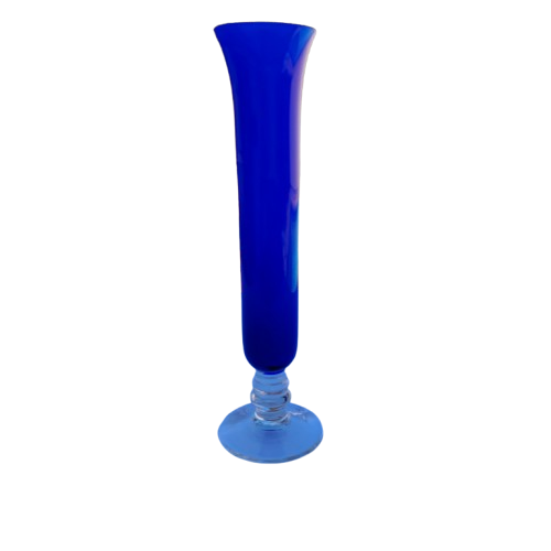Tall Cobalt Blue White Interior Bud Vase