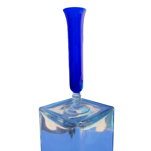 Tall Cobalt Blue White Interior Bud Vase