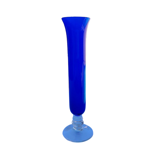 Tall Cobalt Blue White Interior Bud Vase