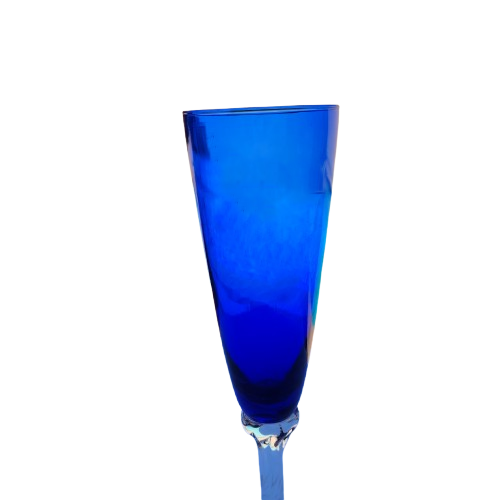 Tall Cobalt Blue Stemmed Crystal Glass Goblet