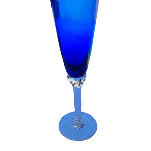 Tall Cobalt Blue Stemmed Crystal Glass Goblet