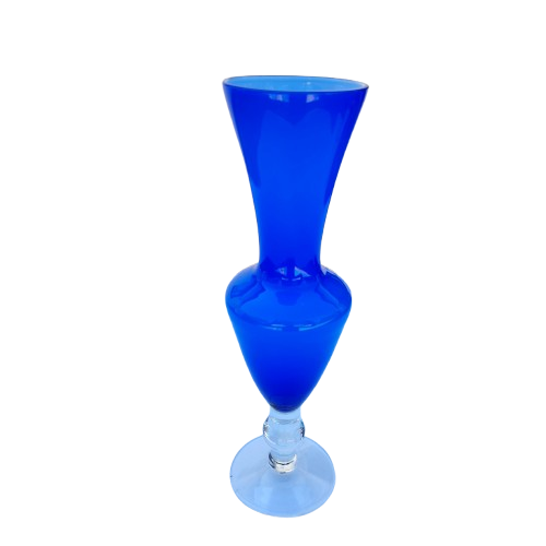 Blue and White Interior Hand Blown Vase