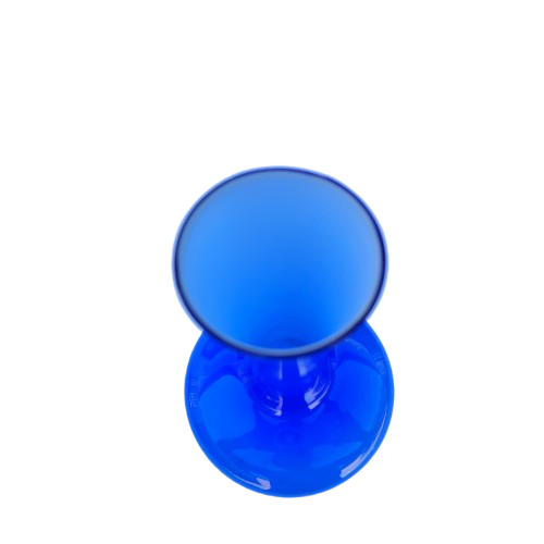 Blue Hand Blown Glass Vase White Interior