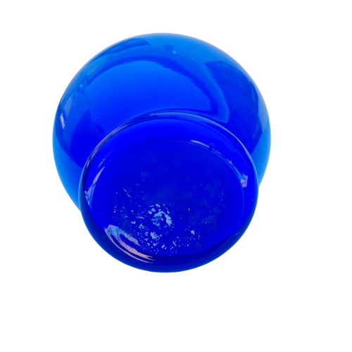 Blue Hand Blown Glass Vase White Interior