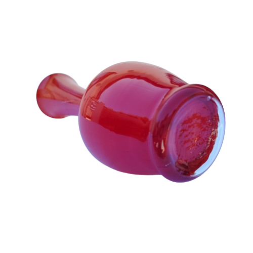 Red Hand Blown Glass Vase white interior