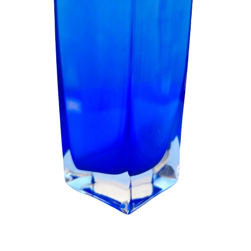 Scandinavian Cobalt Blue Tubular Glass Mid Century Vase