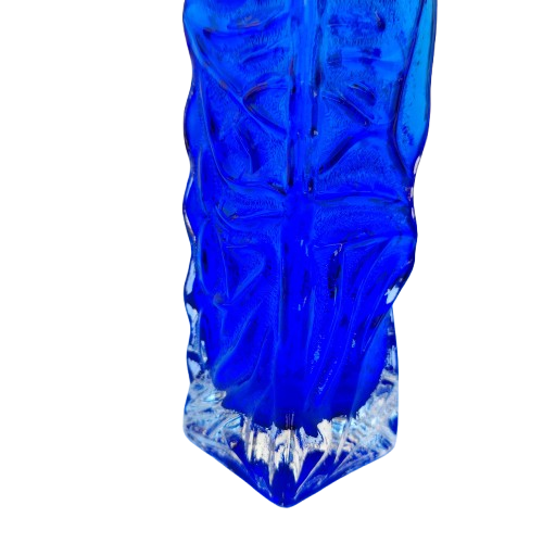 Textured Cobalt Blue Tubular Glass Mid Century Vase