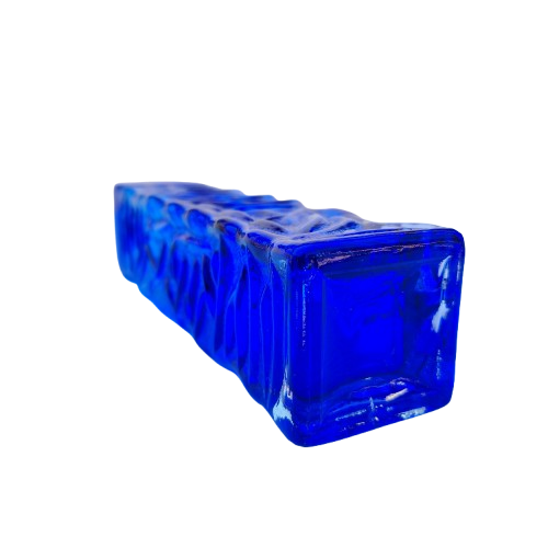 Textured Cobalt Blue Tubular Glass Mid Century Vase