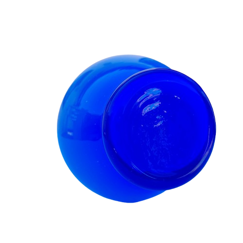 Blue Hand Blown Glass Vase White Interior