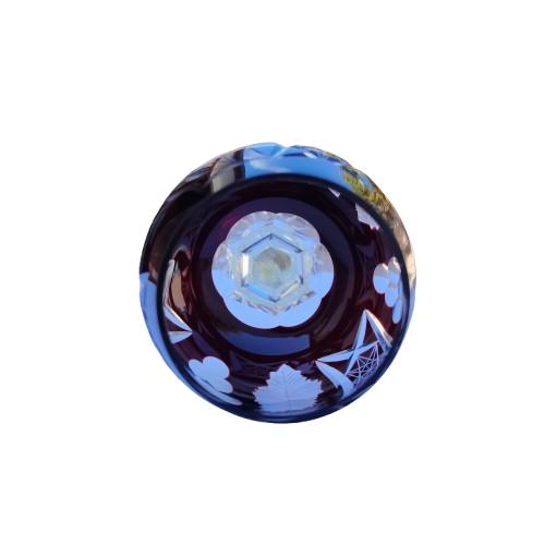 Bohemian Cut Glass Crystal Ruby Red Wine Glass