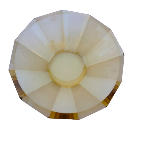 Vintage Heavy Amber Etched 10-Sided Glass Bowl Set