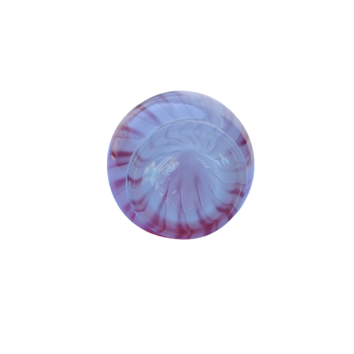 Pink white stripe Hand blown thin glass vase Ruffled Edge