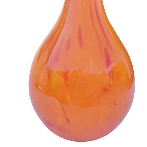 Orange Art Glass Tall Vase with red and yellow mix