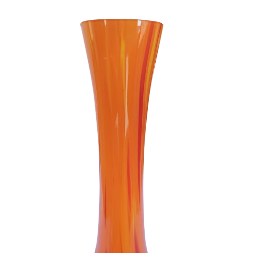 Orange Art Glass Tall Vase with red and yellow mix