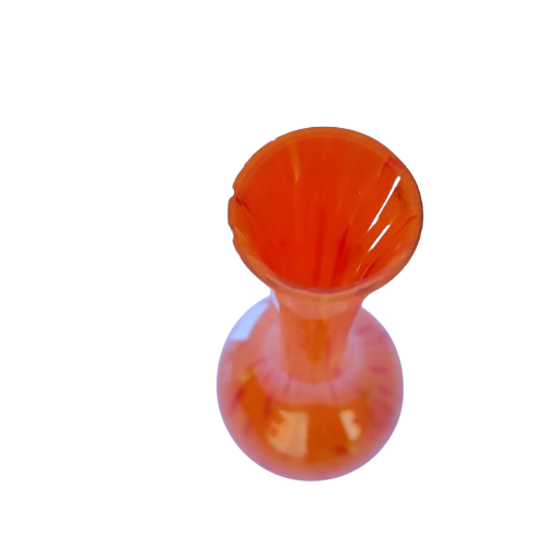 Orange Art Glass Tall Vase with red and yellow mix