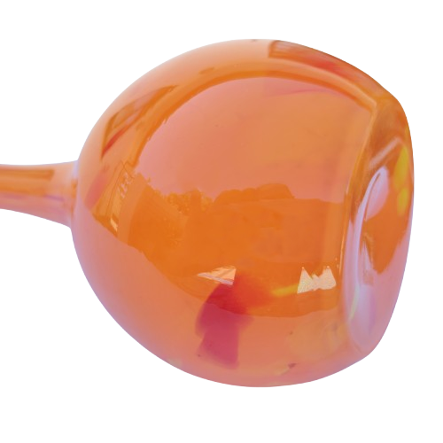 Orange Art Glass Tall Vase with red and yellow mix