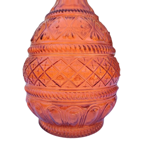 Retro Pressed Pink Orange Glass Bottle