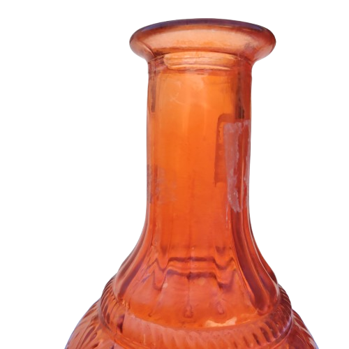 Retro Pressed Pink Orange Glass Bottle